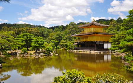 asian temple - water, tree, asian, temple