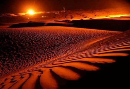  Sunset in the Desert  - wind, sunset, nature, desert, sand