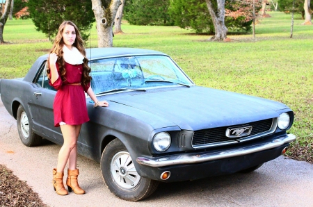 Rustic Cowgirl & 66 Mustang - classic, ford, boots, model