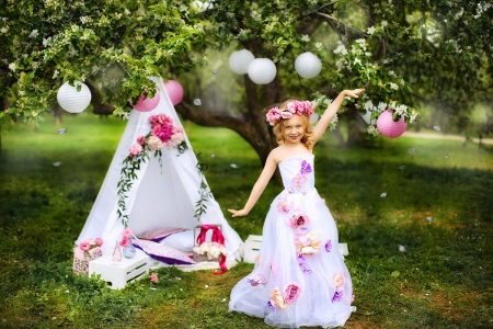 â™¥ - garden, tree, girl, cute