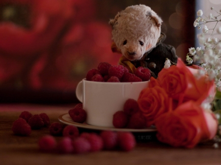 â™¥ - toy, flowers, roses, cup