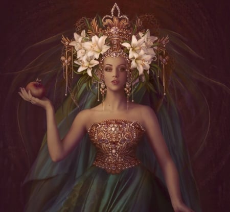 Lily - art, lady, fantasy, lily