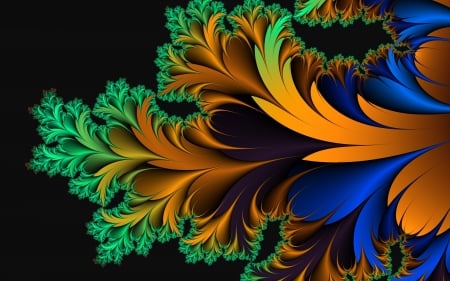 colourful fractal feather - colourful, feather, fractal, abstract