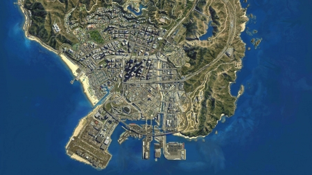 Grand Theft Auto V - Downtown - video game, gta v, rockstar games, gta 5, gaming, grand theft auto v, grand theft auto 5, open world, game, gta, map