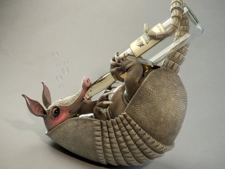 Tequila-Drinkin' Armadillo - animal, bottle, abstract, armadillo