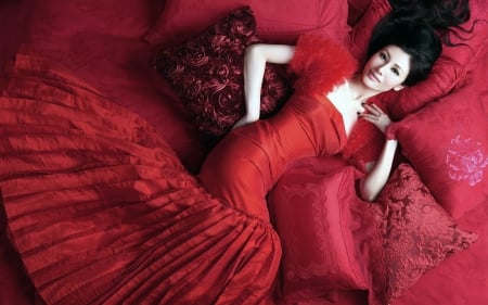 fan bing bing - fan, cushion, woman, bing bing