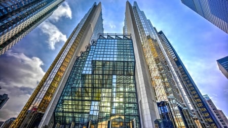 glass skyscrapers hdr - sky, glass, city, hdr, skyscrapers