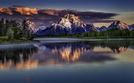 Lake - lake, mountains, water, clouds