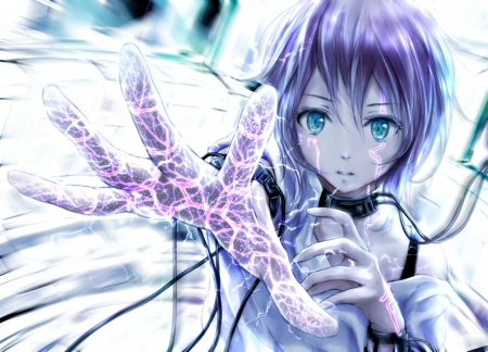 Now! - close-up, anime, blue, nuwanko, girl, pink, manga, white, purple, hand, green, power