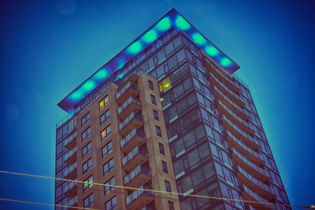 hotel in Vancouver - vancouver, bc, blue, night, canada, hotel