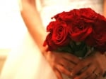 Red roses wedding bouquet