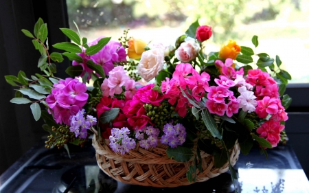 Spring flowers - basket, flowers, plants, spring