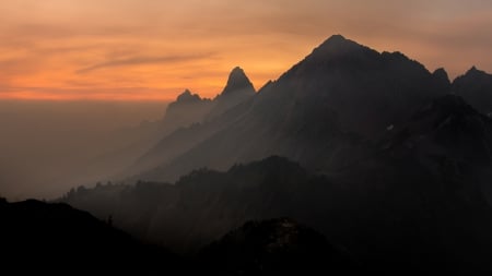 Sunset Mountain - clouds, photography, sunset, nature, mountain