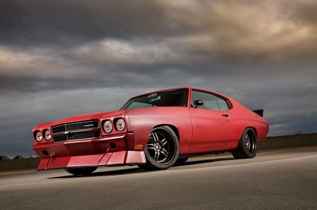 1970-Chevelle - Muscle, Bowtie, Red, GM