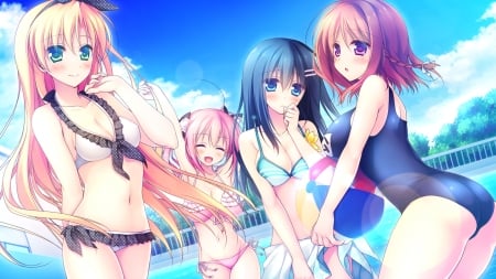 Summer vacation - Summer, Girls, Friends, Group, Bathing