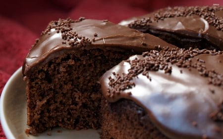 chocolate cake - icing, cake, chocolate, plate