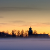 church silhouette on a winter morning