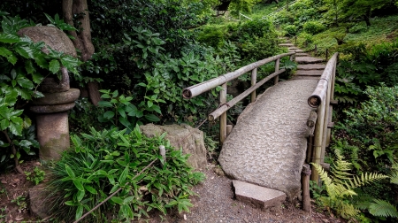 Park Bridge in Yokohama - nature, gree, japan, trees, plants, bridge