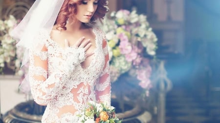 Beautiful Asian Bride - wedding, bride, flowers, gown