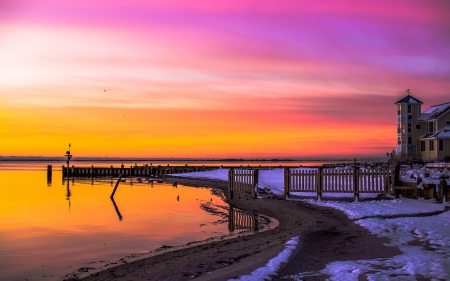 Bonita Beach - clouds, sunset, nature, beach, robmurdock, spring, pier