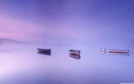 Calm before the storm - boats, ocean, purple, sky