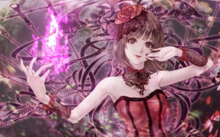 Sorceress - fantasy, kinoebi, magical, pink, anime, sorceress, girl, manga