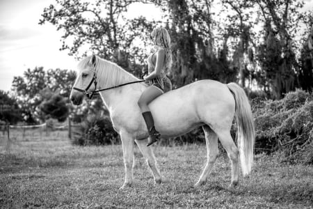 Cowgirl - field, blonde, horse, cowgirl