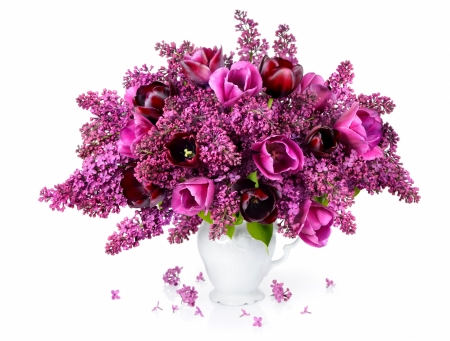 Bouquet of Tulips and Lilacs