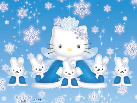 hello kitty - snow, hello, queen, kitty