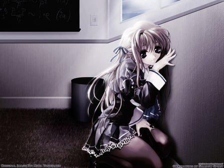 I'm waiting for you - girl, dark, anime, waiting, smile