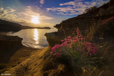 Spring Sunset in Spain - sky, water, reflection, clouds, sun