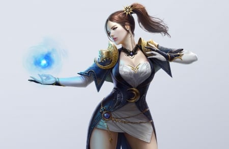 Sorceress - fantasy, magical, beauty, game, luminos, sorceress, girl, blue