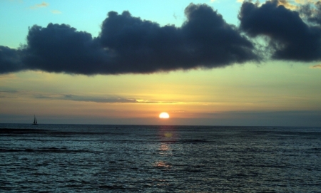 Sunset - ocean, sunset, sea, clouds