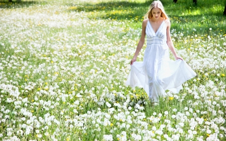 The white Beauty - white, flower, girl, pretty