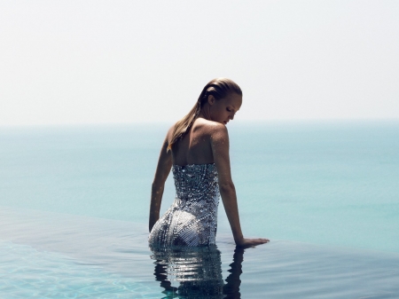 girl - girl, water, dress, nice