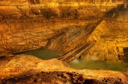 Lost Bridge, Cathedral Caverns, Alabama - usa, river, stone, water, rocks