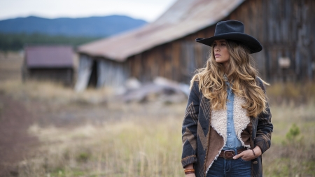 Waiting For Jake.. - girls, women, style, fun, models, female, cowgirl, fashion, outdoors, by jake, brunettes, western, ranch, barns