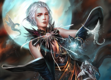 Sorceress and dragons - sorceress, game, fantasy, dragon, girl, magical, art