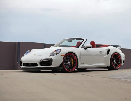 Porsche-991-Turbo-S - Conv, Porsche, Red Interior, White