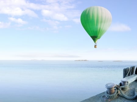 Hot Air Balloon - travel, landscape, clouds, transport, hot air balloon, nature