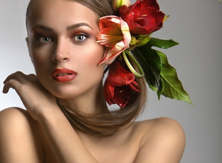 Beautiful - flowers, girl, make up, model