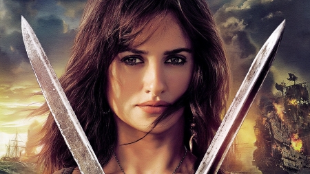 penelope cruz - sword, brunette, cruz, penelope