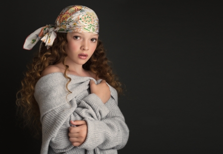 Beauty - beauty, girl, bandana, copil, scarf, child, little