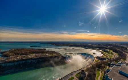 Niagara Falls,Canada - river, ontario, canada, nature, Waterfall, panorama, sun