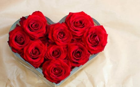 â™¥ - roses, heart, romance, flowers, red roses