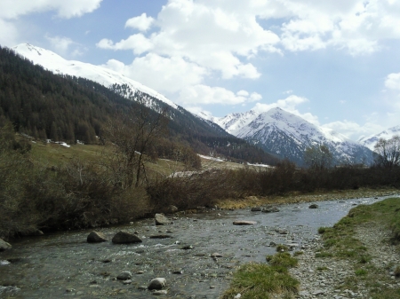 gods creature,,,river in mountain... - rainbow, sky, forests, mountain, sunset, waterfall