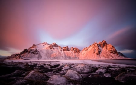 Lake Mountains - clouds, nature, mist, lake, mountains, reflection