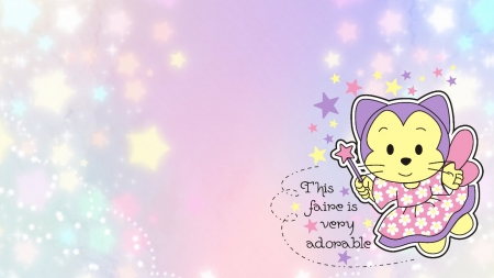 Fairy Cat - sparkle, cartoon, cute, cats, pink