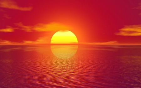 Rising - water, yellow, summer, red, rising, sea, orange, sun