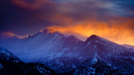 rocky mountain national park hdr - clouds, sunset, fog, hdr, snow, mountains